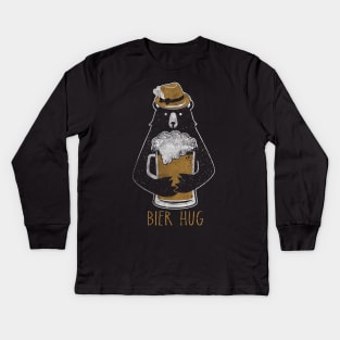 Funny Oktoberfest Bier Beer Bear Hug German Party Kids Long Sleeve T-Shirt